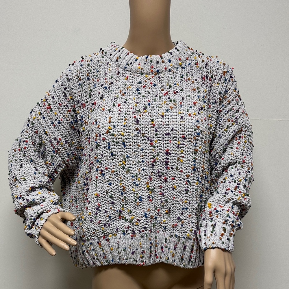 Light Gray with Multicolor Confetti Chunky Cropped Sweater by Easel size S